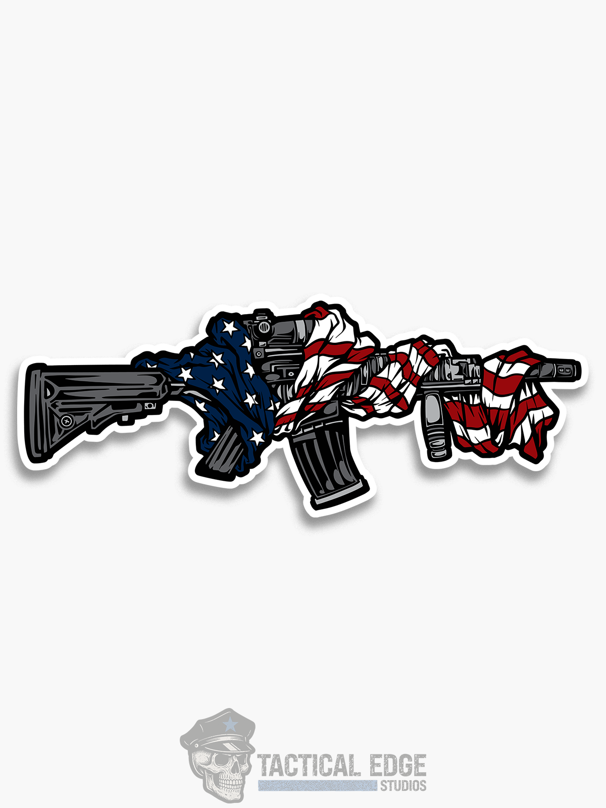 American Flag Wrapped Rifle Sticker
