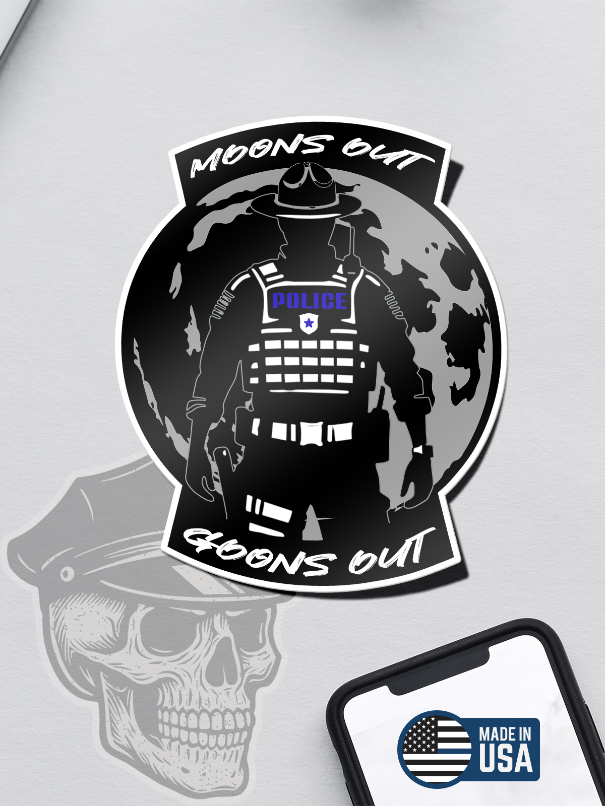 Moons Out Goons Out (Police) Sticker