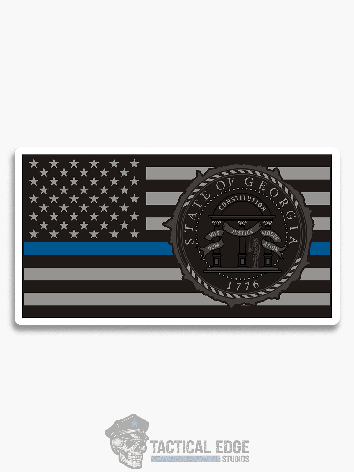 Georgia Thin Blue Line Flag (State Seal) Sticker
